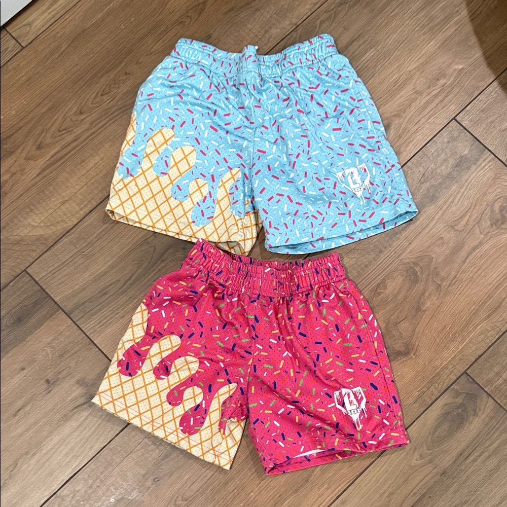Baseball 101 ice cream shorts medium blue, small pink